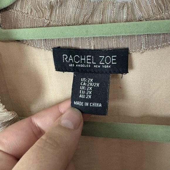 Rachel Zoe Plus Size 2X Peasant Top Blouse Rose Gold Metallic  3/4 slv Popover - Picture 3 of 7